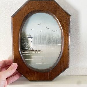 Wooden Framed Lighthouse Painting
